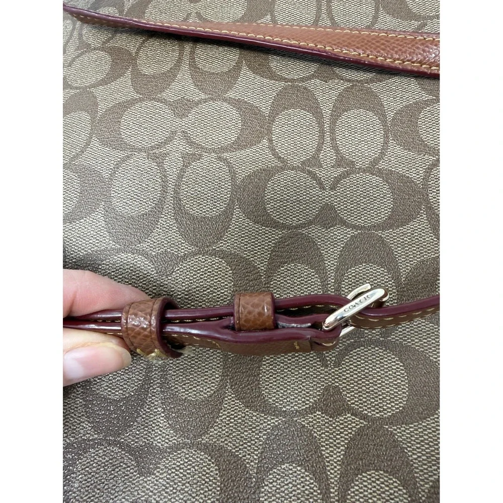 Coach F34938 Khaki Logo Crossbody‎ Bag Leather Strap Designer Classic